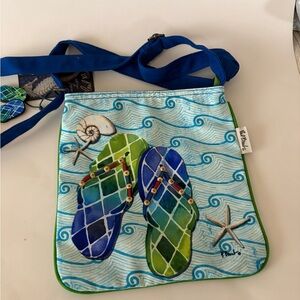 Paul Brent Sun & Sand Beach Flip Flops Coral Crossbody Shoulder Bag NWT